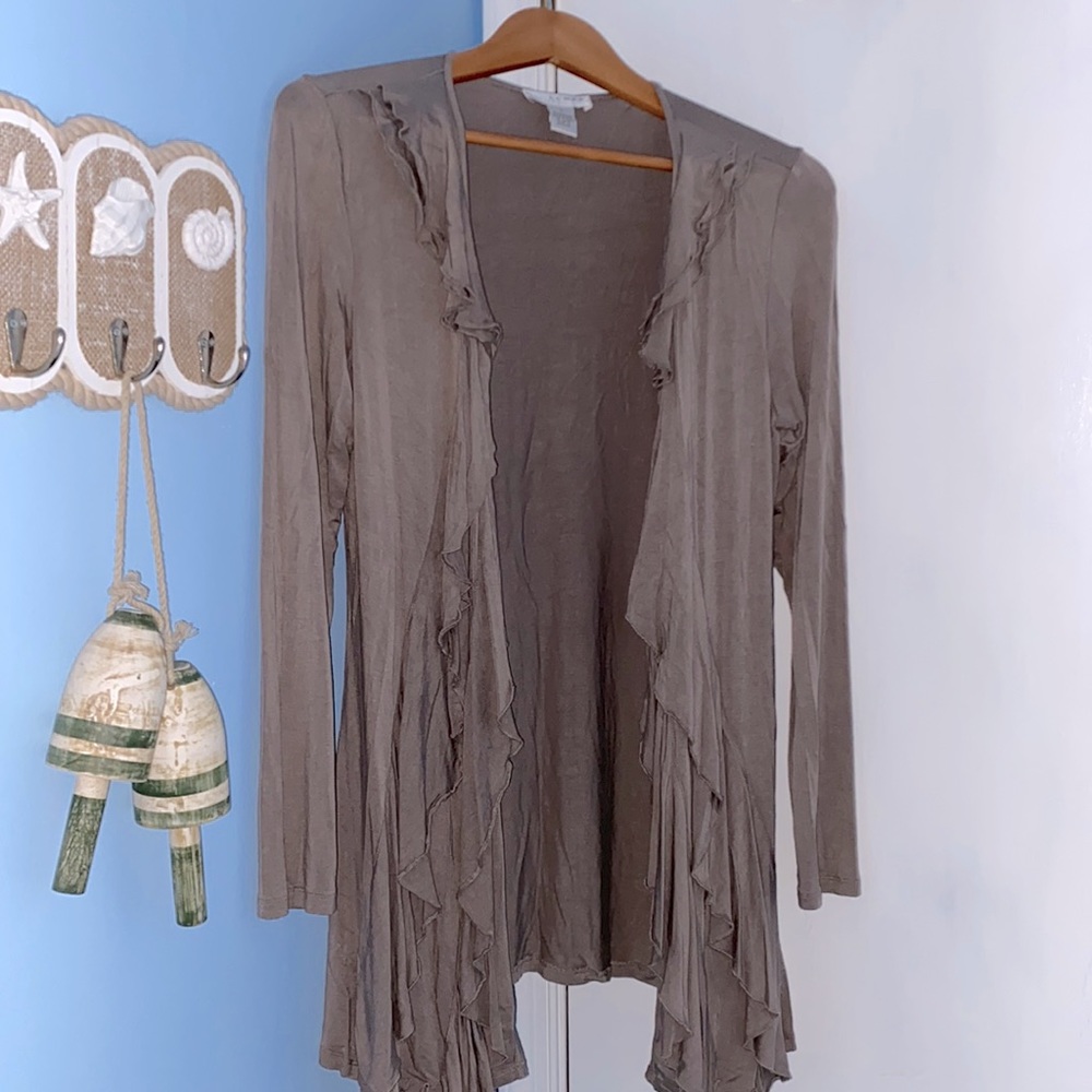 Kenar open front ruffle cascade sweater S